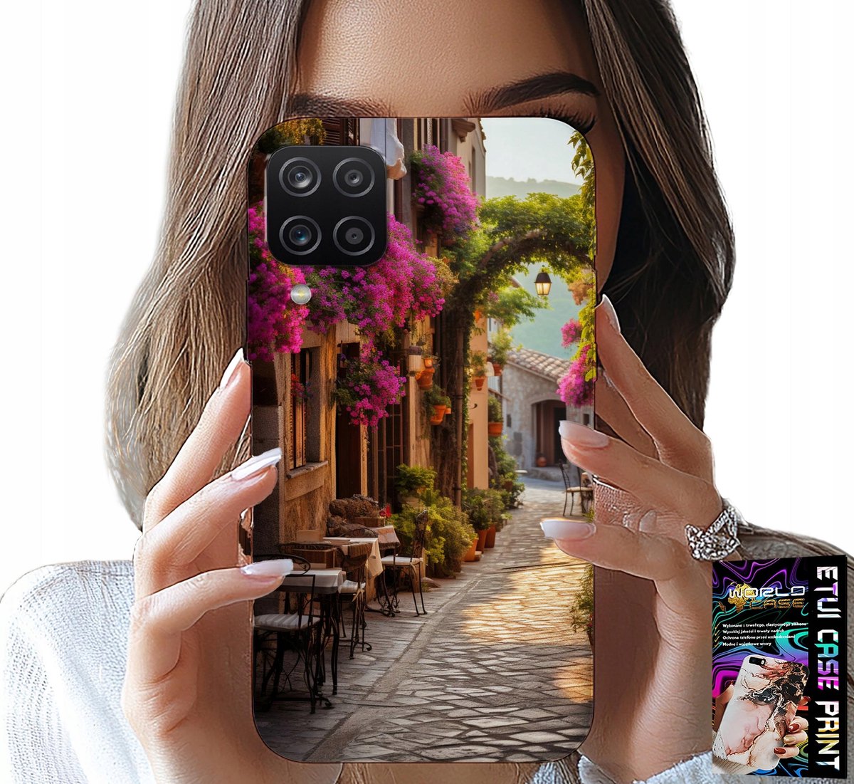 HOESJE VOOR SAMSUNG A12 / M12 - SCHILDERACHTIGE STRAAT MET EEN CAFÉ + GLAS
