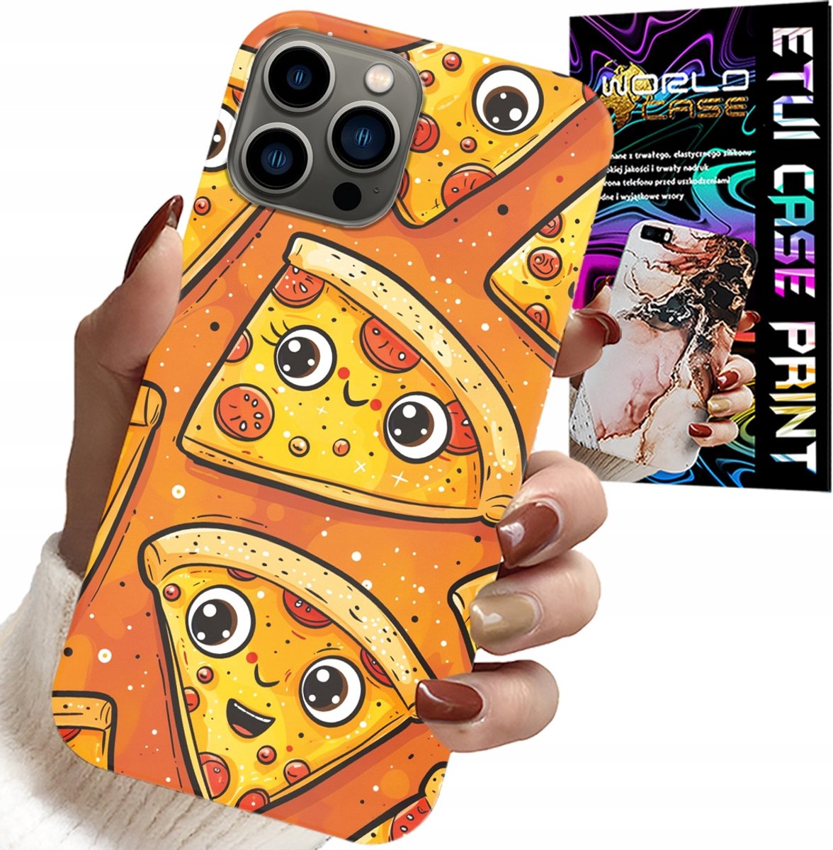 HOESJE VOOR IPHONE 11 PRO - HOESJE MET ZOETE LACHENDE PIZZE + GLAS