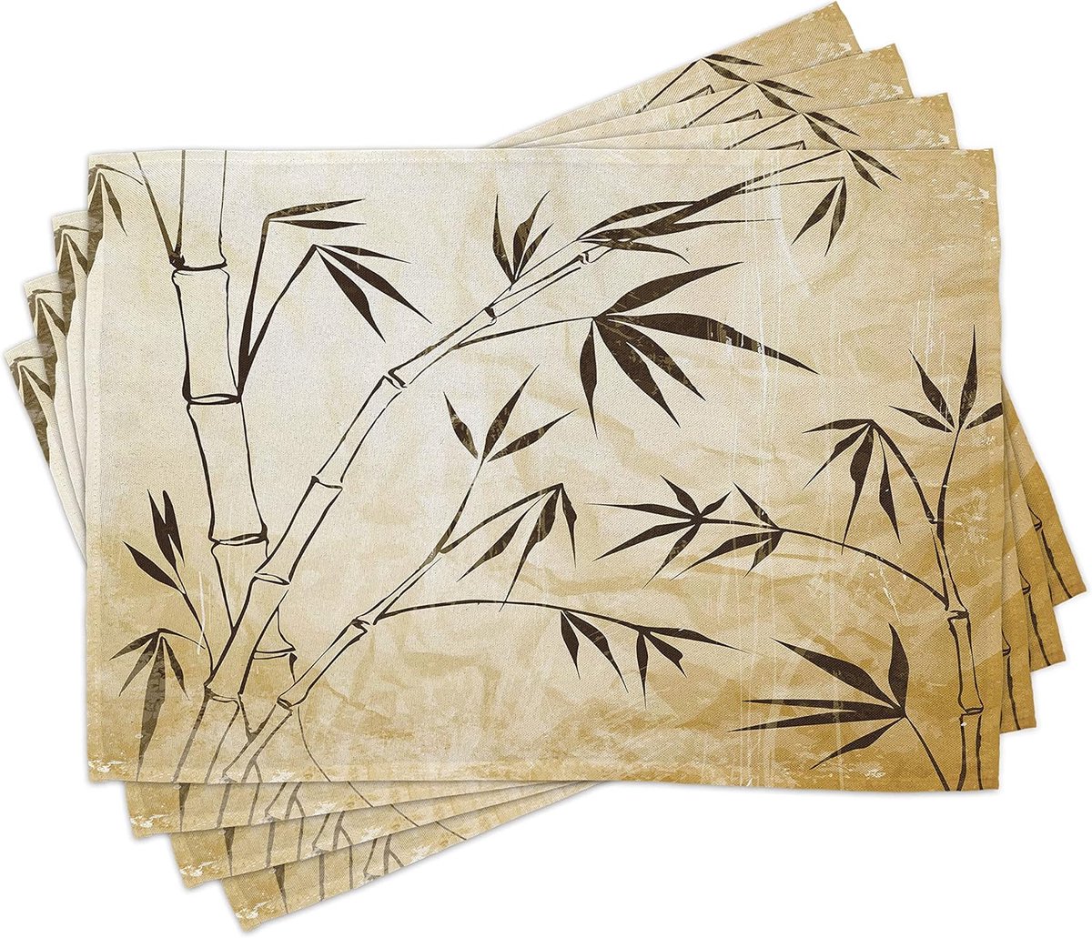 Bamboe Placemat Set - Eettafel Matjes - Tafel Decoratie - Digitaal Geprint - 45x30 cm - Bruin