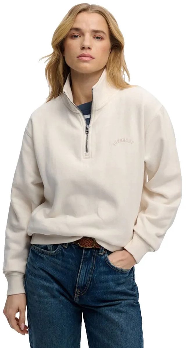 Superdry Essential Logo Sweatshirt Met Halve Rits XS Vrouw Wit