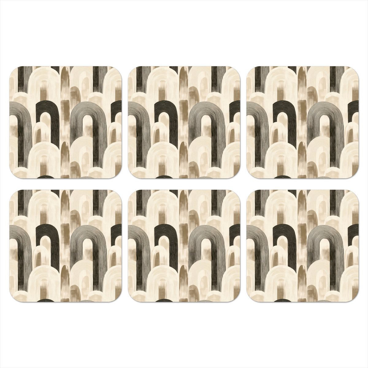 Onderzetters voor glazen - Abstract - Patroon - Bogen - 10x10 cm - Glasonderzetters - 6 stuks