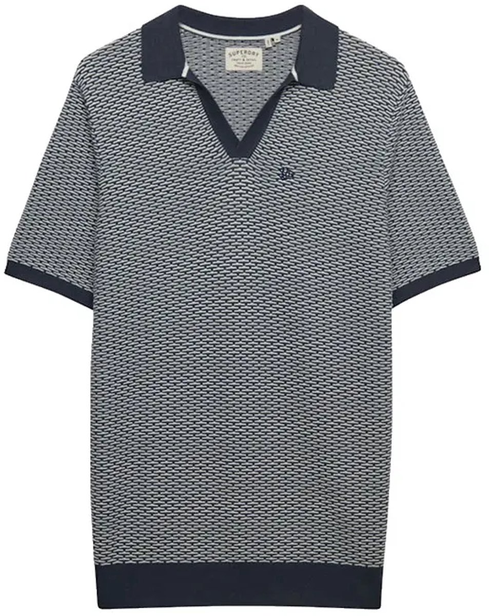 Superdry Johnny Collar Knitted Korte Mouw Poloshirt 3XL Man Marineblauw
