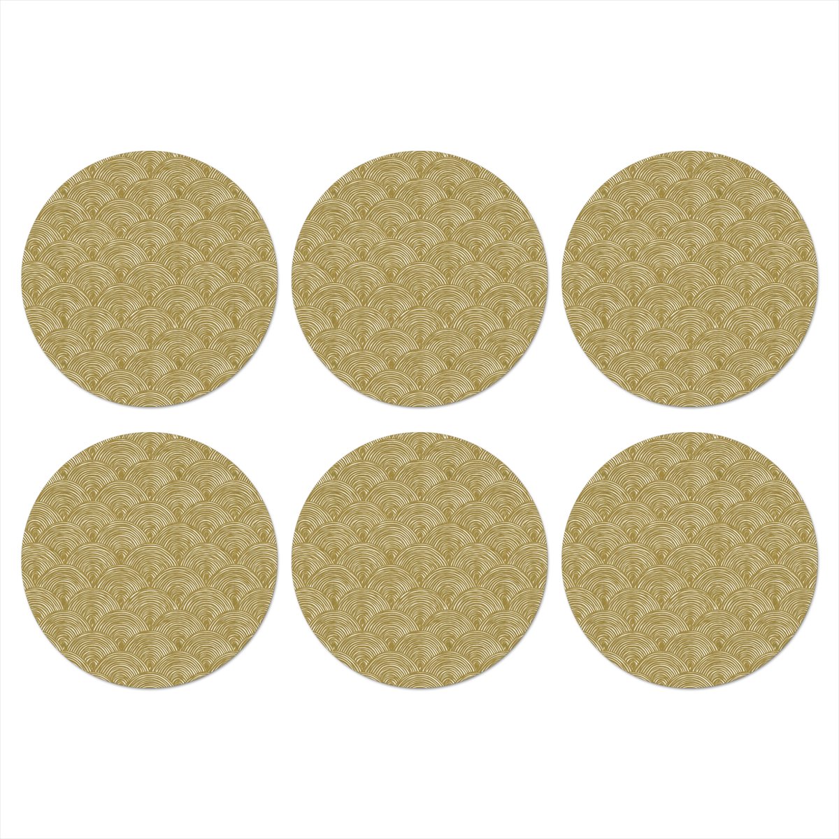 Onderzetters voor glazen - Rond - Waaier - Geometrisch - Groen - 10x10 cm - Glasonderzetters - 6 stuks