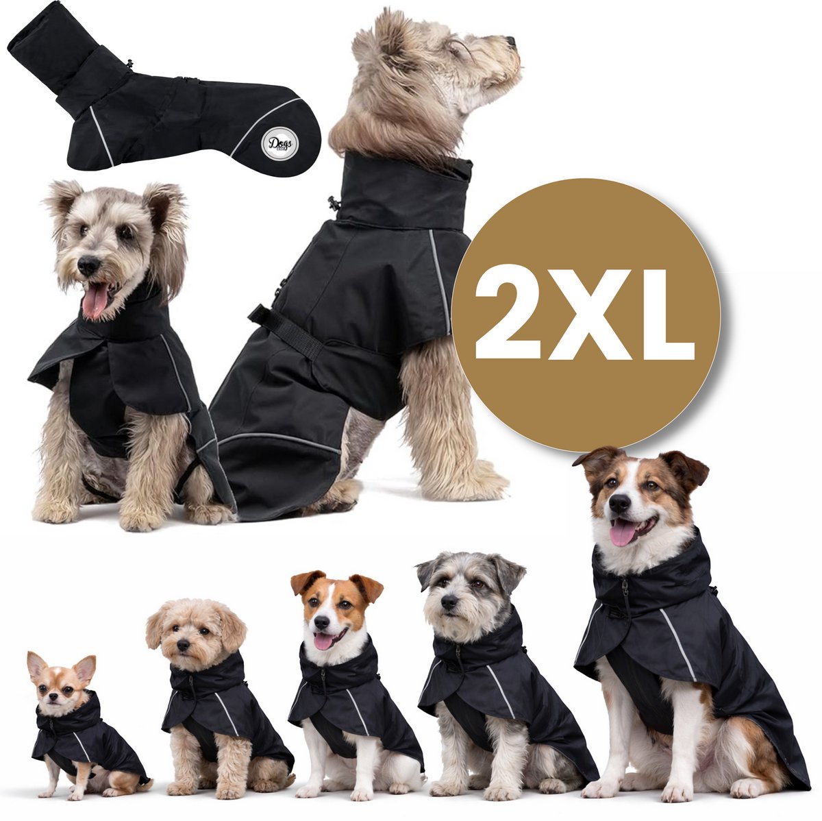 Dogs&Co® Paws Protect Hondenregenjas - Maat XXL - Regenjas voor Honden – Waterdicht & Winddicht – Reflecterend – Zwart