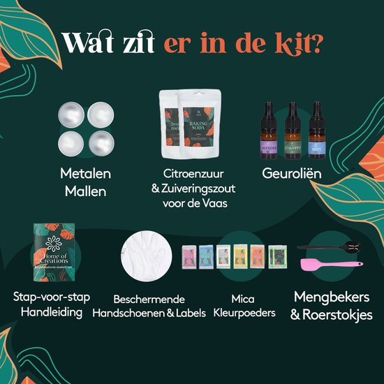 Inhoud van de pottenbakkit: klei, verf, penselen, mallen en instructies