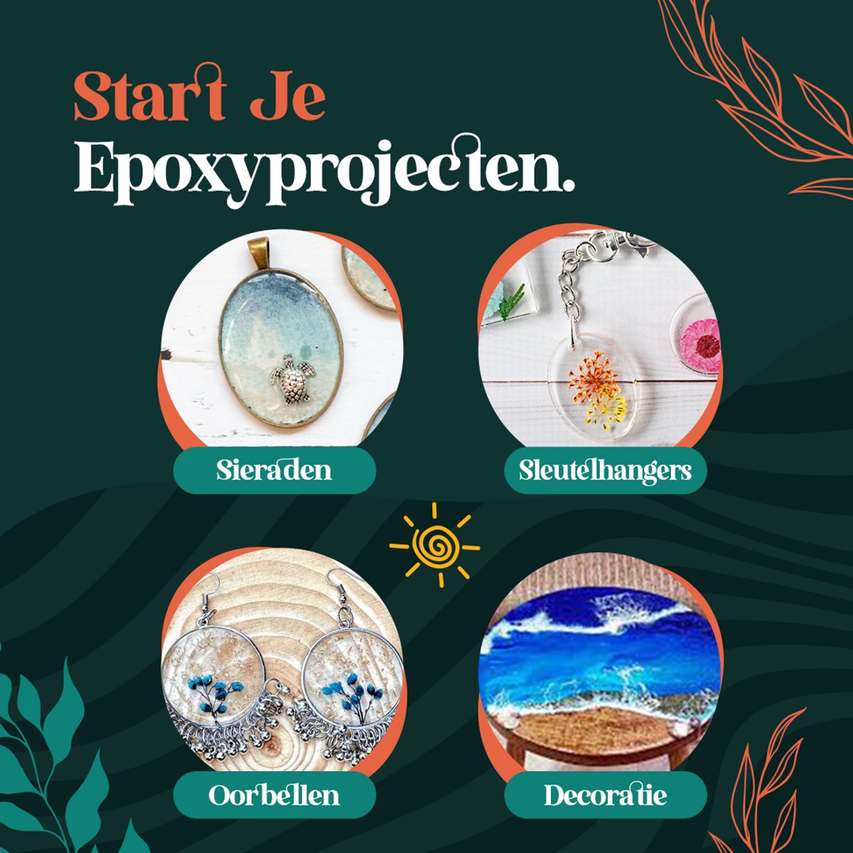 Home of Creations Epoxy Sieraden Maken - Oorbellen & Sleutelhangers - Resin Art Starterkit - Moederdag Cadeau — afbeelding 5
