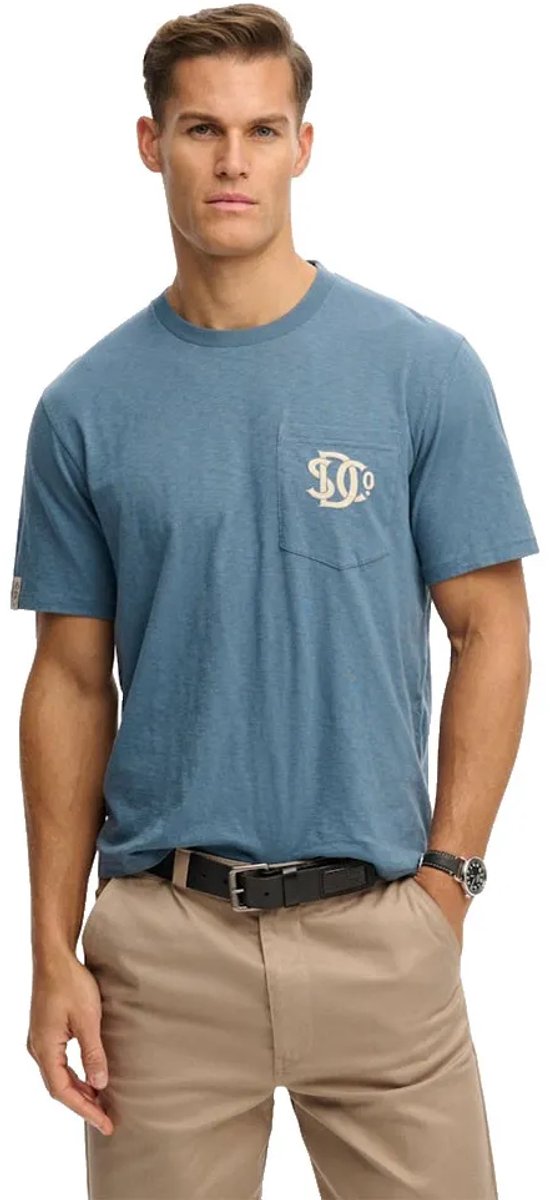 Superdry The Merchant Store T-shirt met grafische borstzak Heren T-shirts Blauw