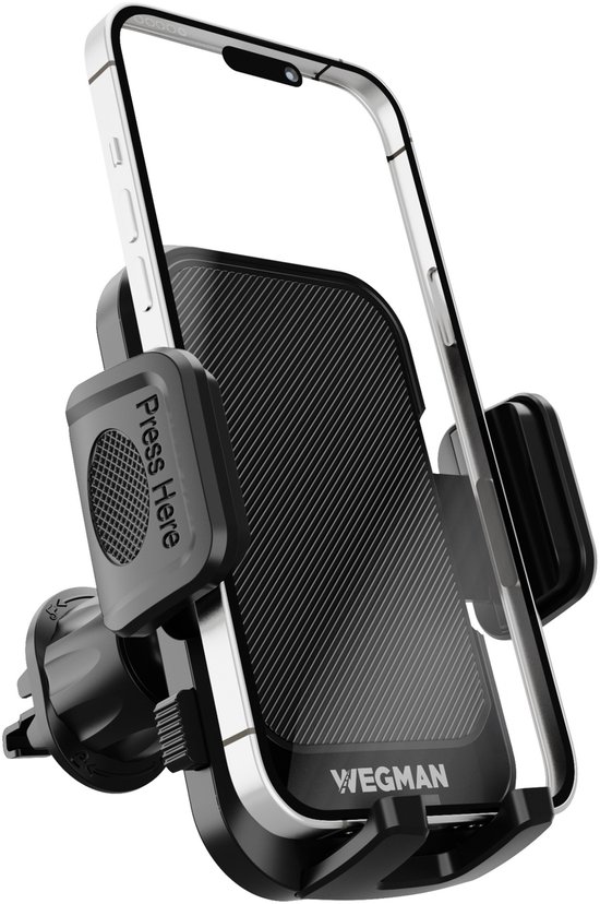 Wegman Telefoonhouder Auto Ventilatierooster - Muurvast & Trillingsvrij - Autohouder voor Ventilatie Luchtrooster - Telefoonhouders Auto - GSM Mobiel Houder - Auto Accessories - Zwart