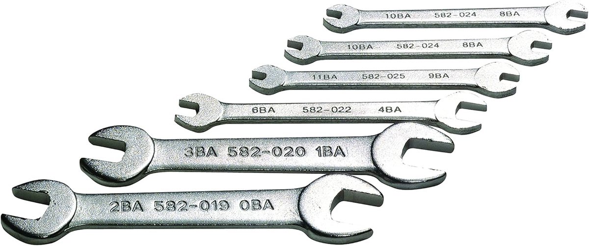 Vorksleutel set - Dubbelzijdig gereedschap - Onderhoud klassieke auto's - 6-delig BA assortiment - 0 tot 11BA