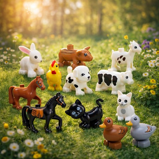 Dieren Speelset Boerderij – 12 Stuks – Geschikt voor Duplo van hunta — afbeelding 3