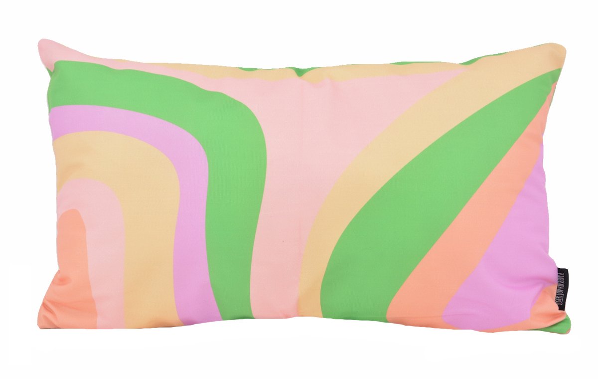 Gek op Kussens! Sierkussen Retro Waves | 30 x 50 cm | Katoen/Polyester Groen/Roze