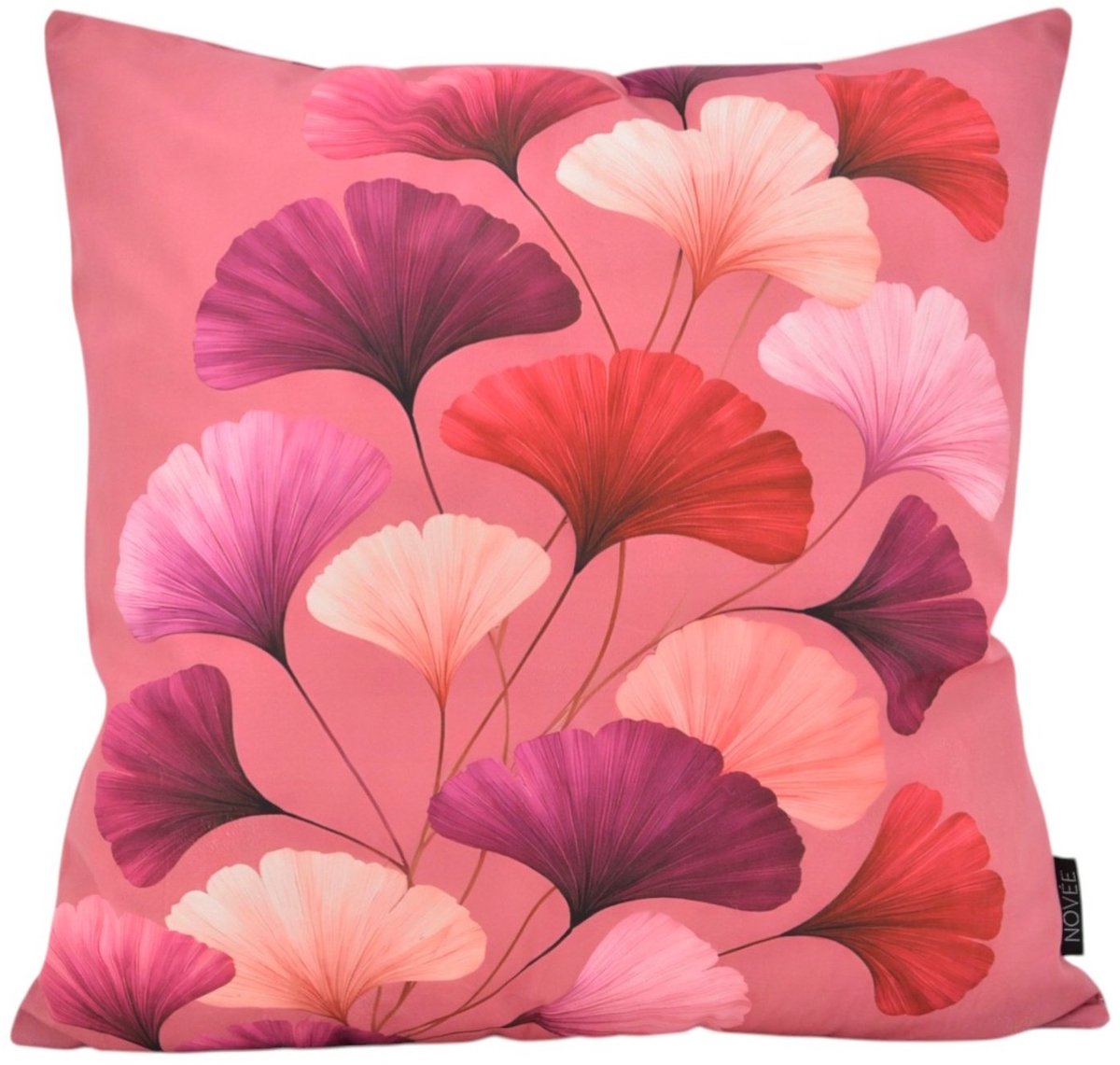 NOVÉE Sierkussen Ginkgo Pink | 45x45 cm | Katoen/Polyester roze