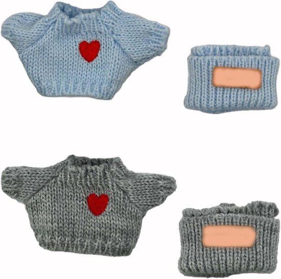 Poppenkleding Sets - Accessoires Outfits - Poppen Aankleden - Handgemaakte Kleding - 17cm 15cm - Blauw Grijs van Merkloos — afbeelding 2
