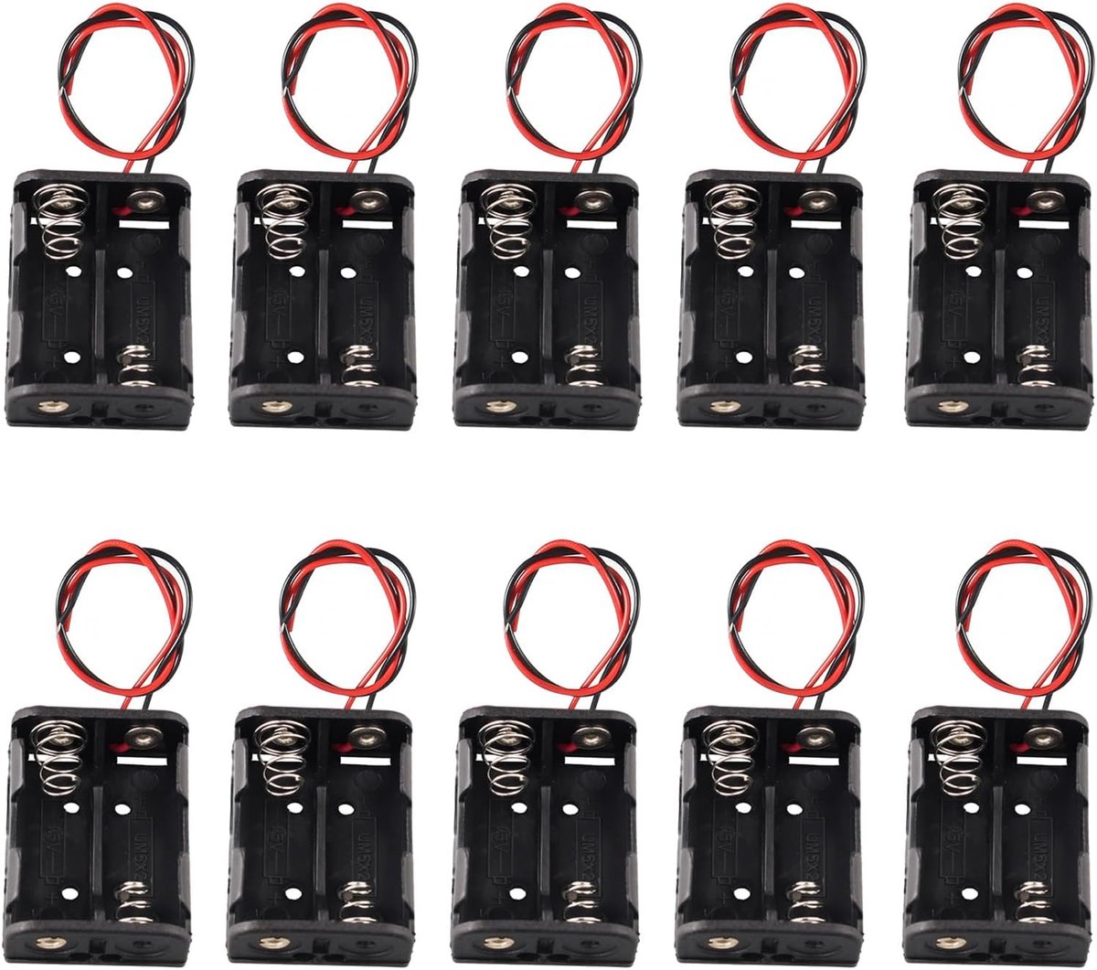Batterij Houder - Batterij Case - Opslag Batterijen - Twee Slots - Compact Formaat - Zwart