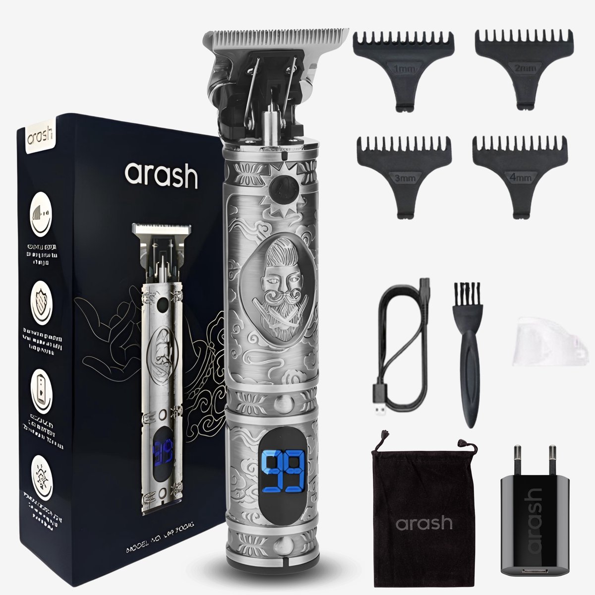 Bol.com arash® Tondeuse Mannen - 2025 Nieuwste Model - Tondeuse - Draadloze Haartrimmer - tondeuse mannen - Geschikt Voor Hoofdh... aanbieding