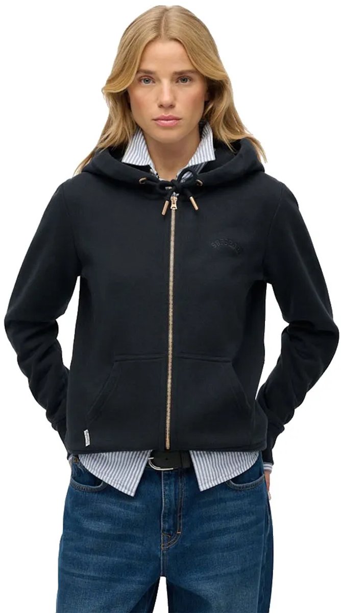 Superdry Essential Logo halfgeborstelde hoodie met rits Dames Hoodies Marineblauw