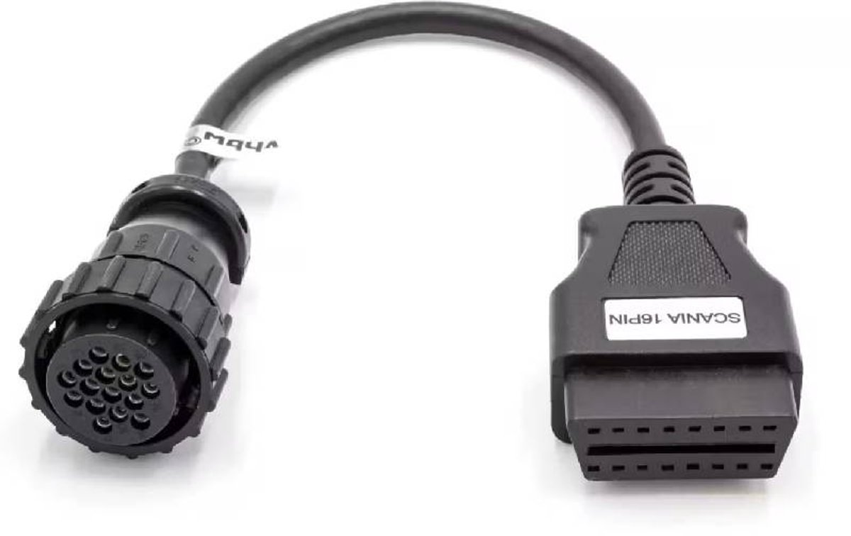 OBD2 Adapterkabel voor Scania - OBD1 16 naar 16-pins OBD2 - 0,3 meter - Zwart