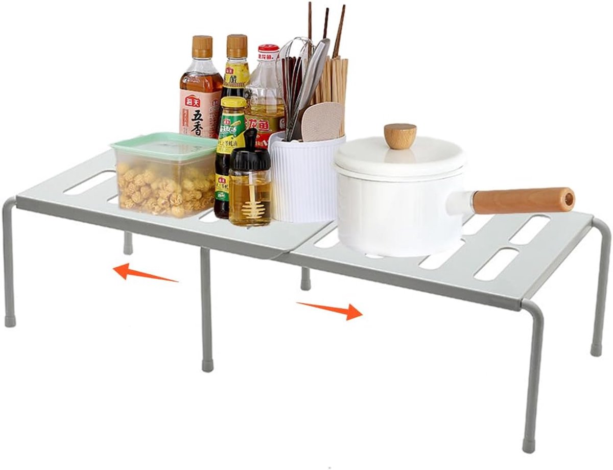 Kastplank Organizer - Opbergplank - Keuken Ordenen - Verstelbare Lengte - 40-68 cm - Grijs