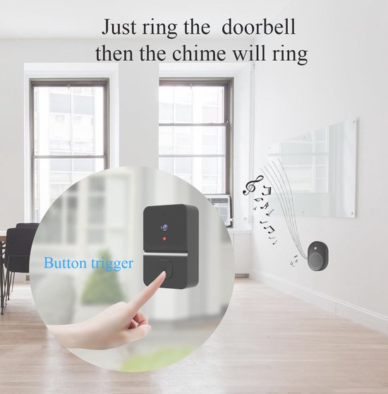 Draadloze videodeurbelcamera met HD 1080P-video, tweerichtingsaudio, 120°-hoek, 4,3-inch scherm, IPX54 waterdicht voor buiten van Merkloos — afbeelding 4