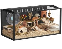 PawHut Hamsterkooi - Staal, Acryl - 105 x 51 x 53 cm - Zwart