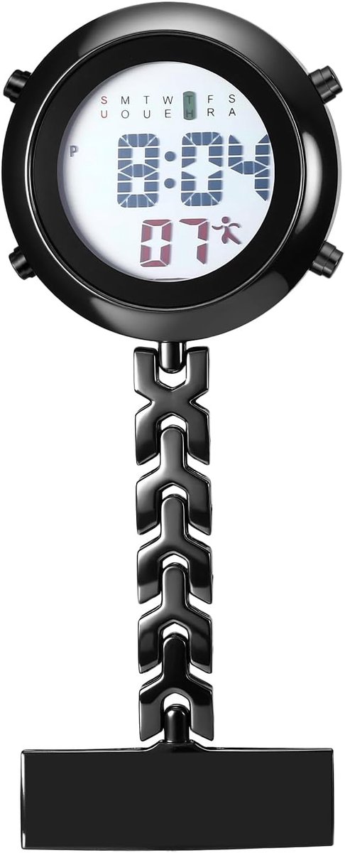 Zakhorloge - Digitale Klok - Verpleegkundigen Werk - Met Clip Bevestiging - 13 x 11.2 cm - Zwart
