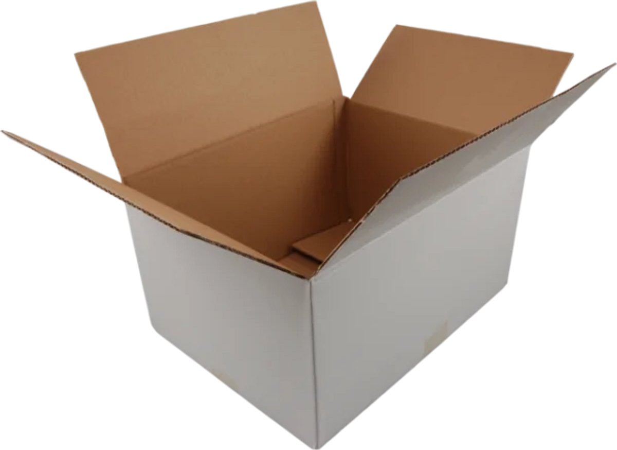 Amerikaanse vouwdoos - pak van 25 - 540x320x200 - wit buitenzijde/bruin binnenzijde - 4mm enkelgolf