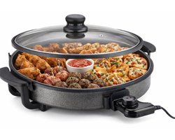 Ferveo Leyya - Lage Elektrische Hapjespan - 34cm - 1500W - Elektrische Pizza Pan - Zwart