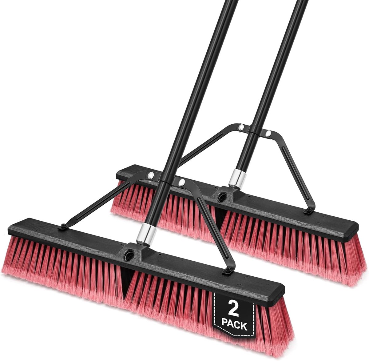 Grote Veegborstel - Buitenborstel Terras - Zwaar Werk - Extra Breed - 64cm Breed - Rood