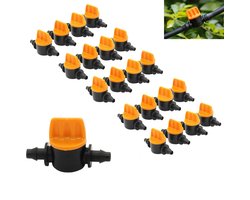Drip Irrigation Valve 20 Pack 1/4 Inch - Shut-off Valve voor Irrigatie Hoses - Ideaal voor Tuinen - Kassen en Irrigatiesystemen