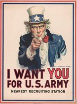 Poster Uncle Sam - Eerste Wereldoorlog - Large 70x50 - I Want You For U.S. Army - Propaganda