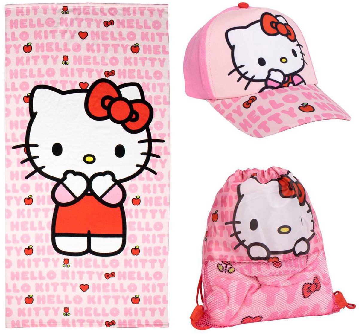 Hello Kitty Strand Set Kinderen – Zwemtas, Strandlaken & Pet – Zomer Set Meisjes – Strand & Zwembad Accessoires