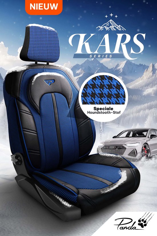 Upgrade4cars Auto-Stoelhoezen Set Universeel Zwart Blauw | Autostoel Hoezen met Deelbare Achterbank | Auto Accessoires Interieur