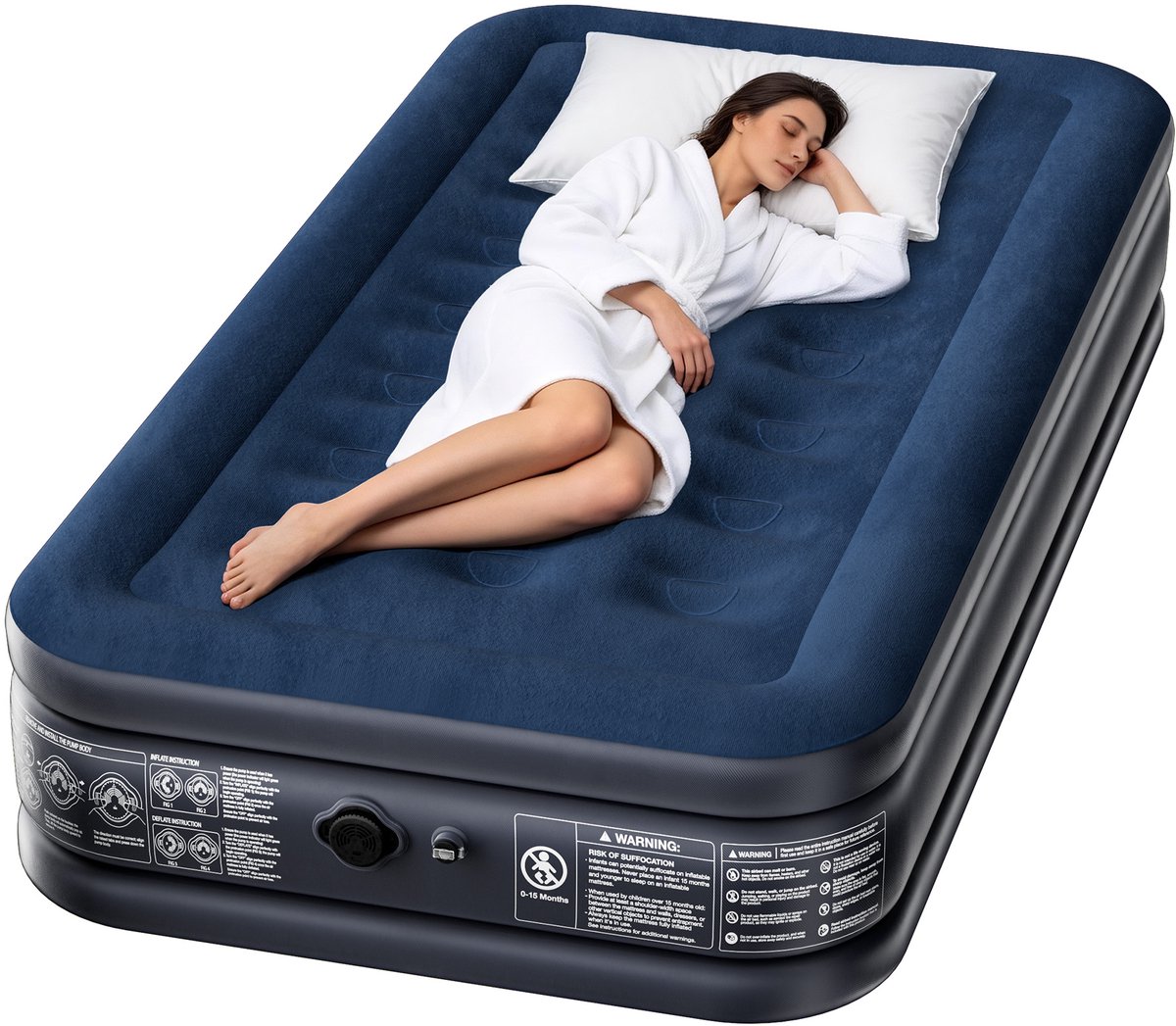 ACXIN Luchtbed Opblaasbaar Luchtmatras Logeerbed Camping Airbed Zelfopblazend Elektrische Pomp Hoog Comfort - 190x99x38 cm