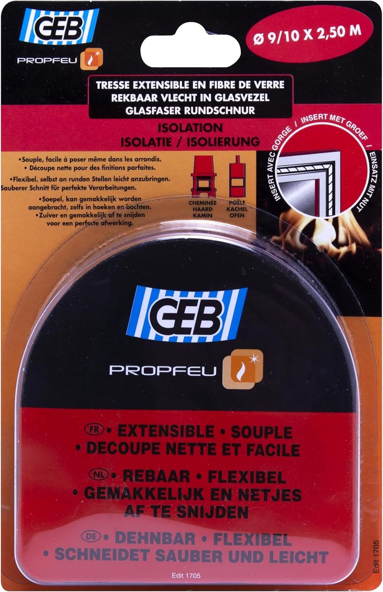 Afdichtingskoord Isolatie Touw Oven Deur Reparatie Hittebestendig Grafiet 10mm Diameter 3m Transparant