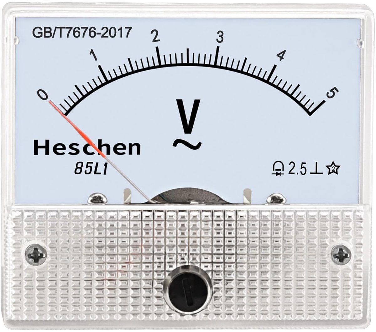 Spanningsmeter Voltmeter - Paneelmeter Tester - Spanning Meten - AC 0-5V Bereik - 62x55mm Paneel - Wit