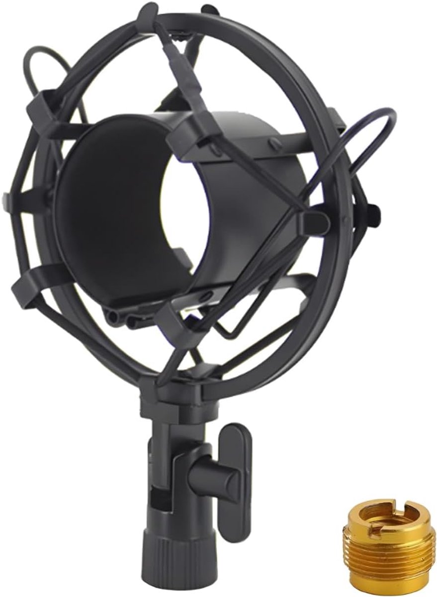 Microfoon Houder - Schokdemper Clip - Studio Opnames - Verstelbare Hoek - 48-53mm Diameter - Zwart