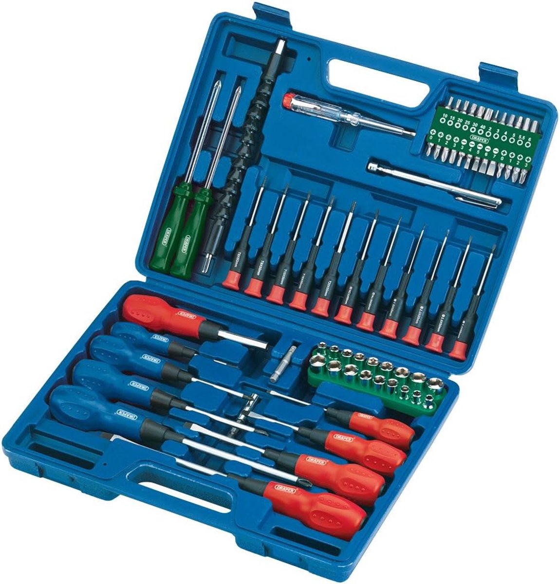 Schroevendraaier Bit Set - Gereedschapset Multitool - Doe-het-zelf Klussen - Zachte Grip Handvatten - 70 Delig - Blauw