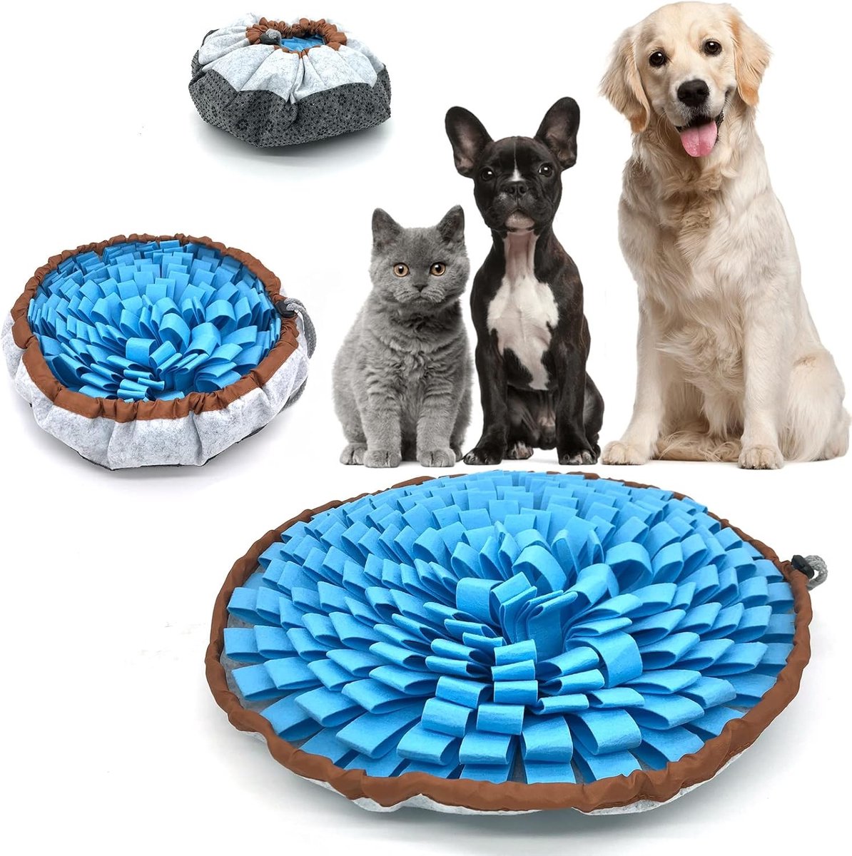 Honden Snuffelmat - Voer Puzzel - Mentale Stimulatie - Simuleert Natuurlijke Voeding - 48x7.6x7.6 cm - Blauw
