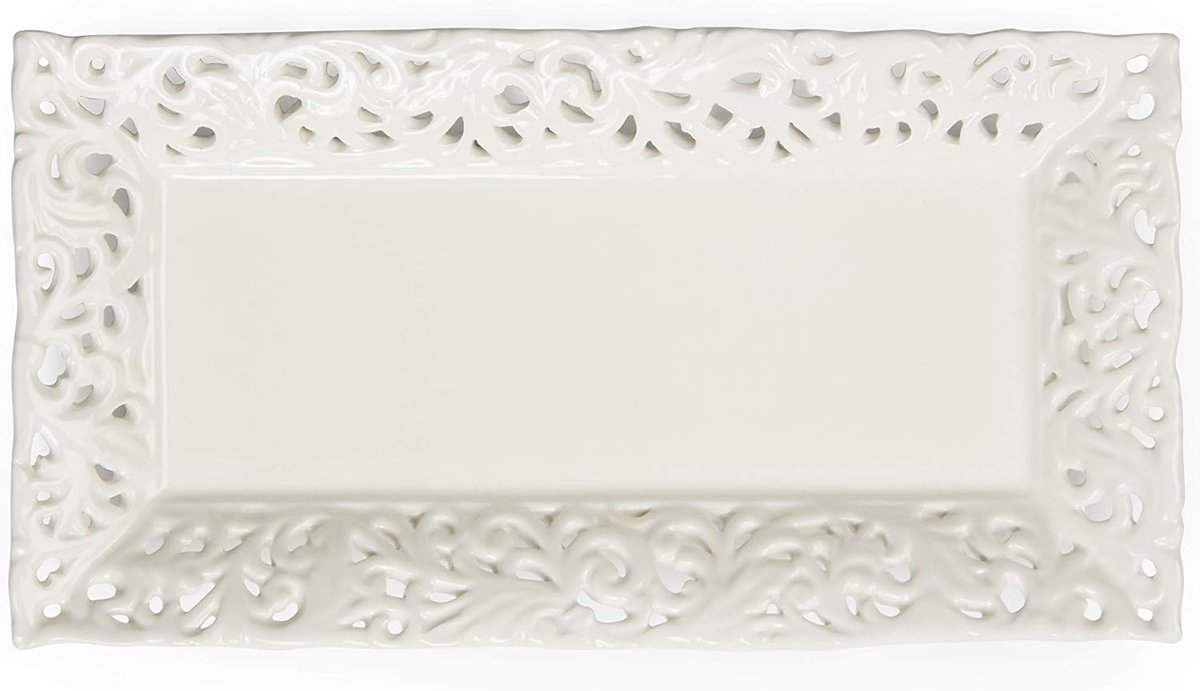 Servies Plaat - Keramiek Schaal - Eten Serveren - Handwas Instructies - 30 x 16 cm - Wit