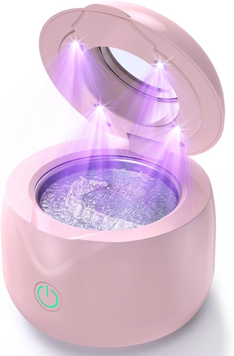 Ultrasone Reiniger - Tandheelkundige Pod - Hygiënisch Reinigen - UV Desinfectie - 15 x 13 cm - Roze
