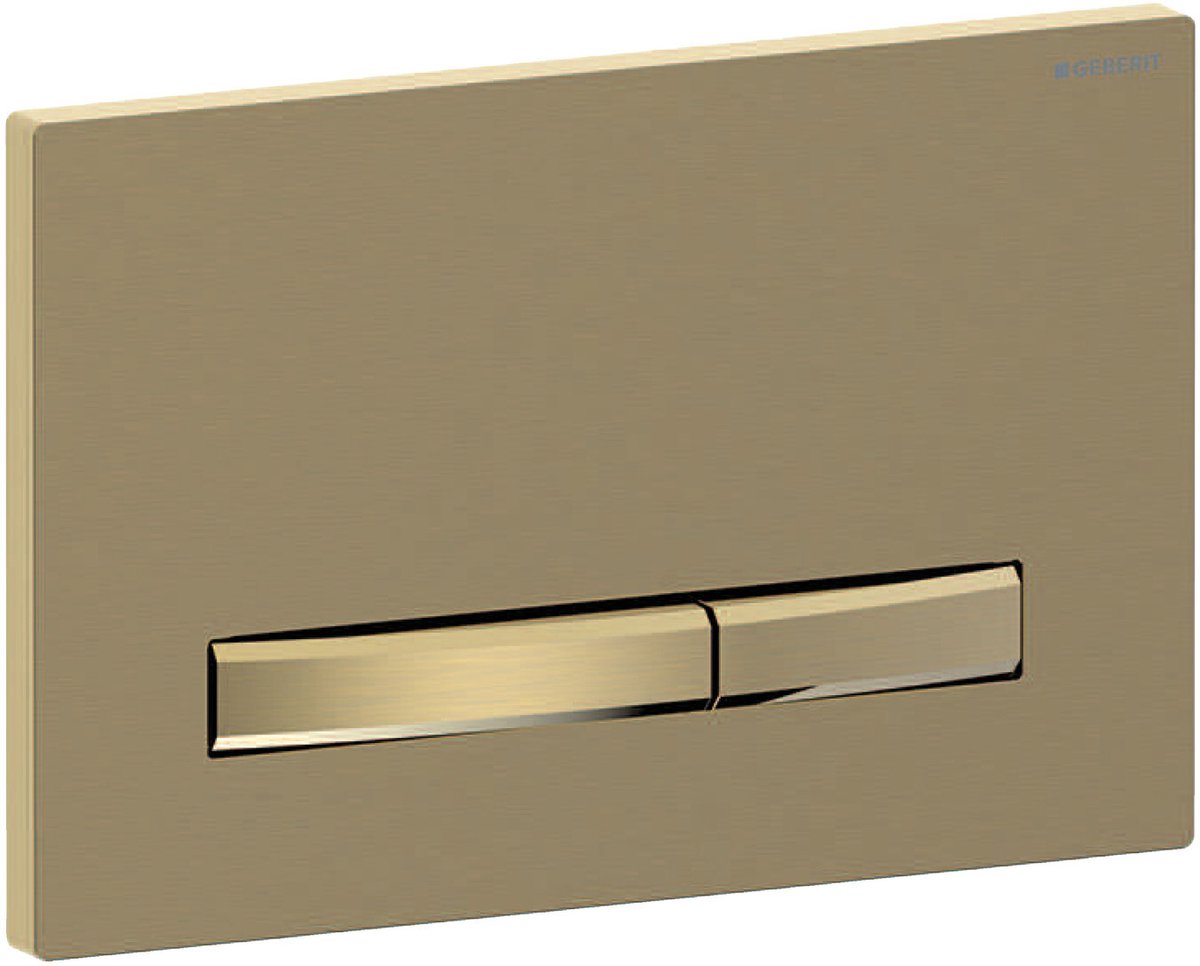 Geberit Sigma50 bedieningsplaat - 2-toets spoeling - rechthoekige knoppen - messing/mes.geb./easy-to-cl