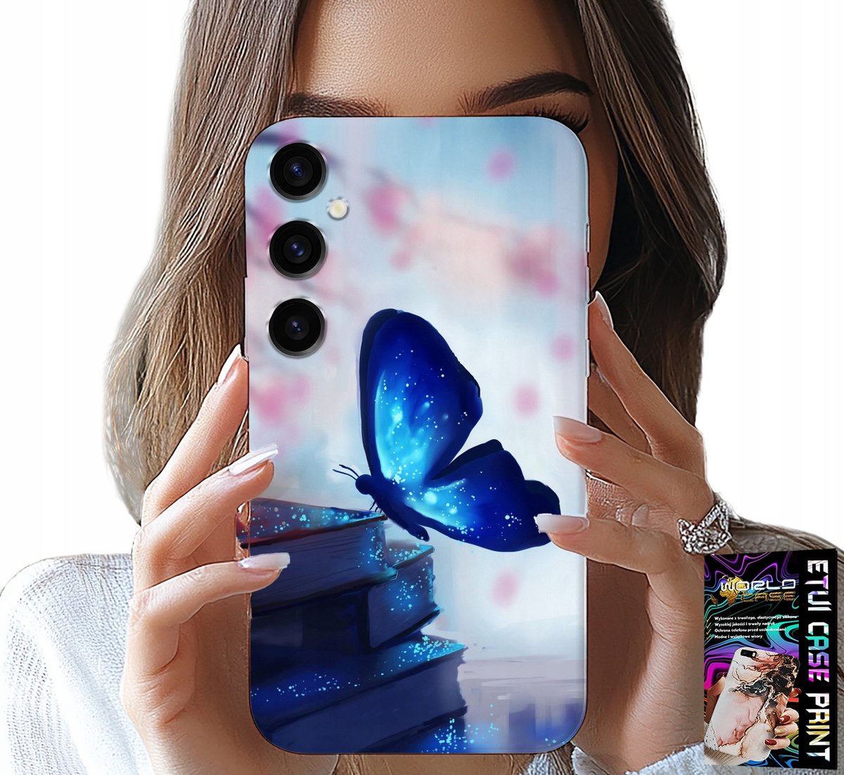 Hoesje voor Samsung Galaxy S24 FE - Blauwe vlinder, vlinder, damespatroon