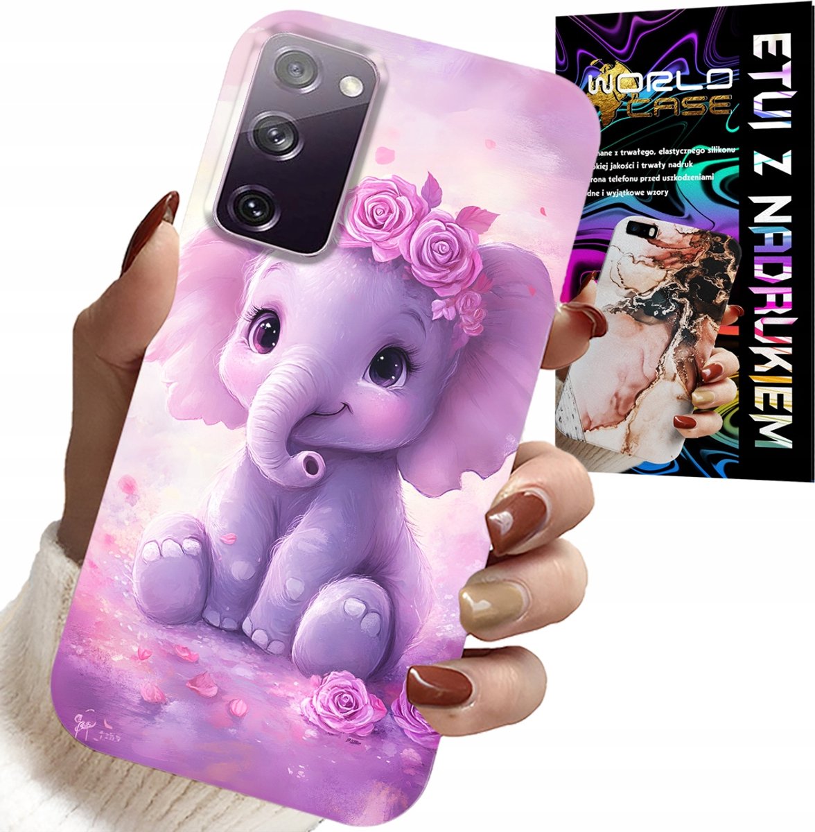 HOESJE VOOR SAMSUNG GALAXY S20 FE - SCHATTIGE OLIFANT OP ROZE ACHTERGROND + FOLIE