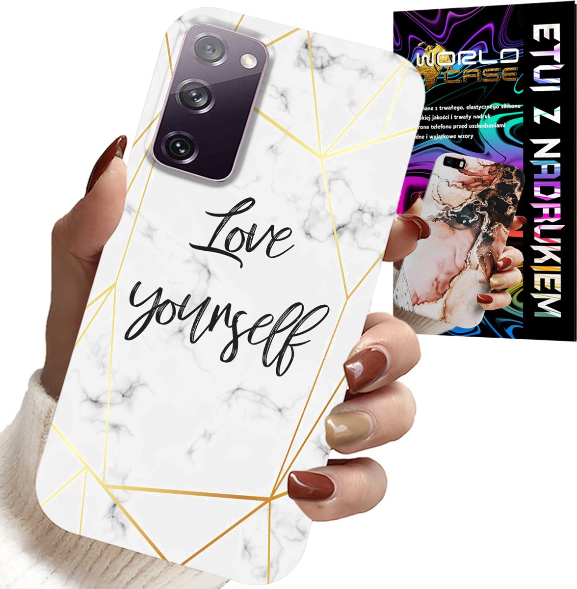 HOESJE VOOR SAMSUNG GALAXY S20 FE - WIT MARMER MET GOUDEN FRAME LOVE YOU