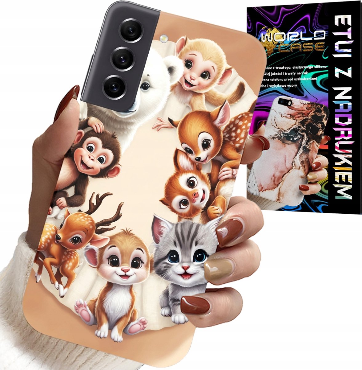 HOESJE VOOR SAMSUNG GALAXY S22 - ACHTERKANT VOOR KINDEREN MET BOSDIERAFDRUK