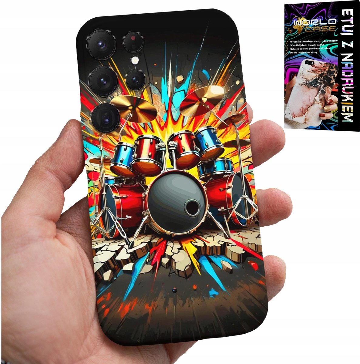 HOESJE VOOR SAMSUNG GALAXY S22 Ultra - ROCK DRUMS ROCK & ROLL + FILM