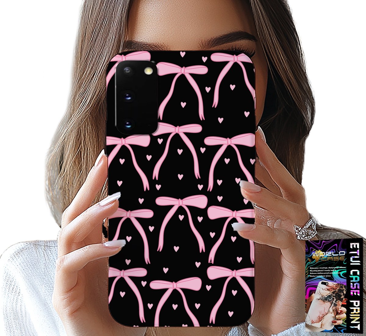 HOESJE VOOR SAMSUNG GALAXY S20 - ZWART MET ROZE STRIPJES