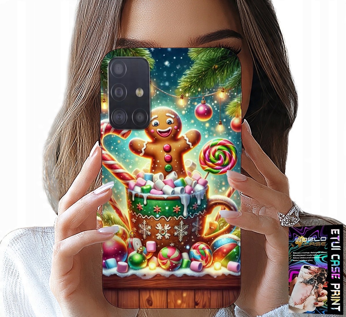 HOESJE VOOR SAMSUNG GALAXY A71 - PEPERKOEK KERSTPATROON + GLAS