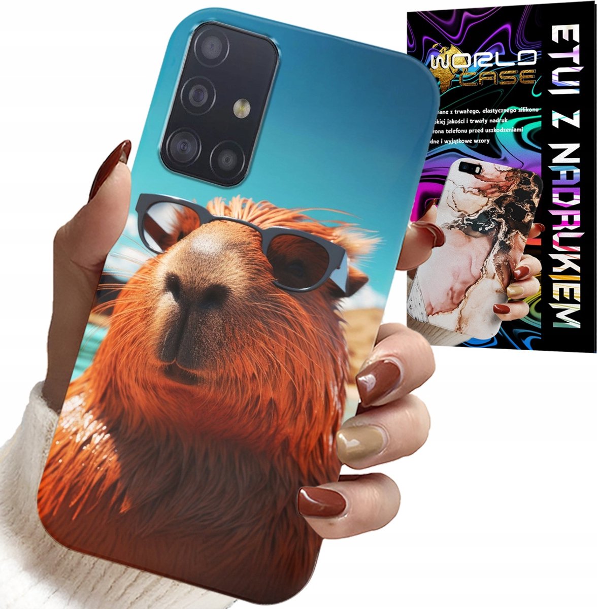 KOFFER VOOR SAMSUNG GALAXY A71 - SWEET CAPYBARA, CAPIBARA KOFFER + GLAS