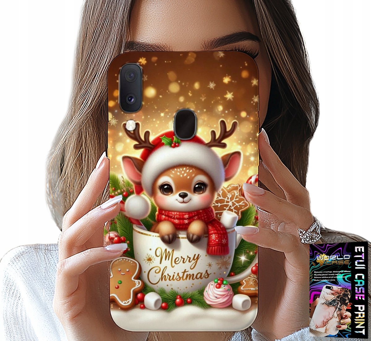 HOESJE VOOR SAMSUNG GALAXY A40 - RENDIEREN PATROON ZOET KERST